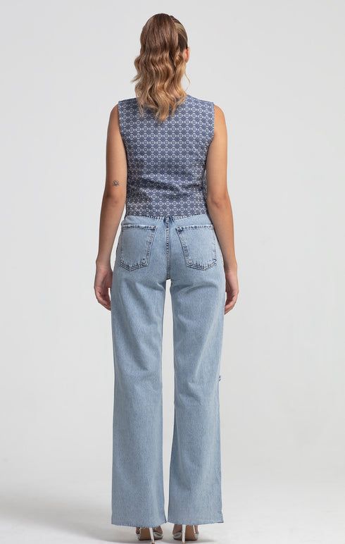 Light Blue Loose Straight Jeans